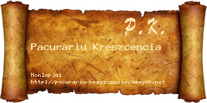 Pacurariu Kreszcencia névjegykártya